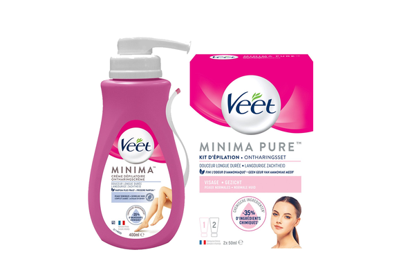 Veet - Pure - Gevoelige huid - Ontharingscreme Gezicht Minima 50ML - Ontharingscreme Gevoelig 400ML
