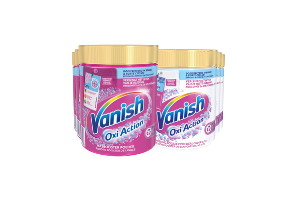 Vanish Oxi Action - Whitening &amp; Wasbooster Poeder - Vlekverwijderaar Voor Witte &amp; Gekleurde Was - 1000g x 6 - Voordeelverpakking