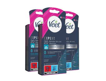 Veet - Expert - Koude Wasstrips - Gezicht 20st - 3 stuks - Voordeelverpakking