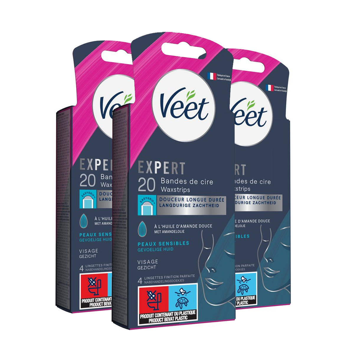 Veet - Expert - Koude Wasstrips - Gezicht 20st - 3 stuks - Voordeelverpakking