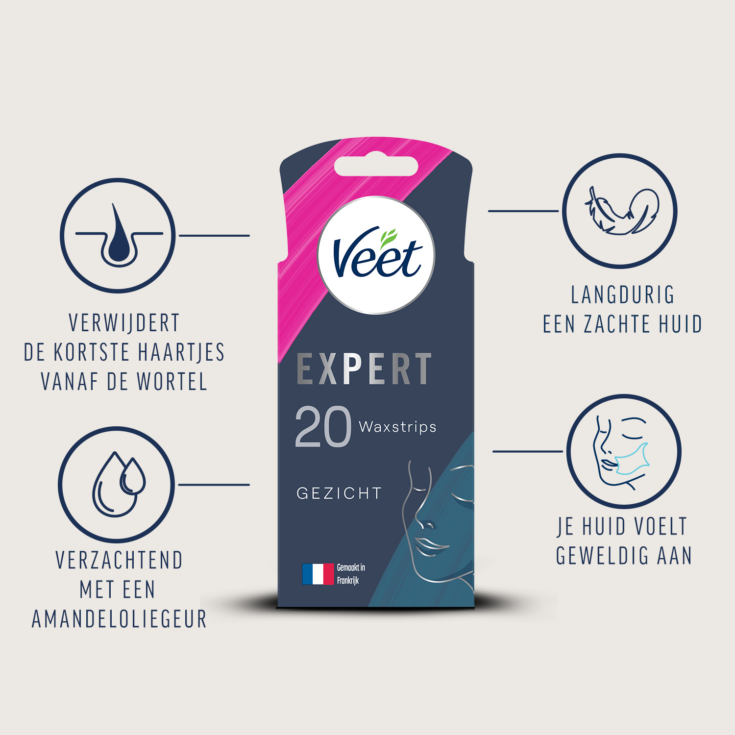 Veet - Expert - Koude Wasstrips - Gezicht 20st - 3 stuks - Voordeelverpakking