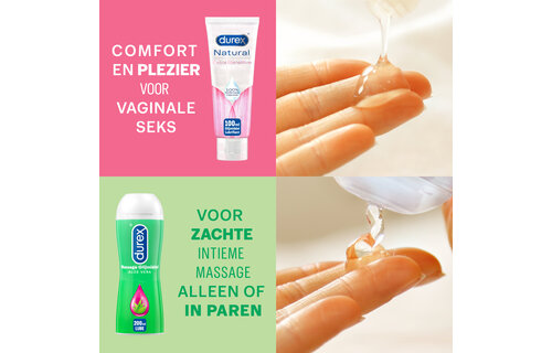 Durex - 2 Glijmiddelen - Voor Comfort En Genot - Waterbasis - Natural Extra Sensitive Glijmiddel 100ml - Massage Aloe Vera 2/1 200ml