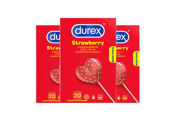 Durex - Condooms - Strawberry - 20st x 3  - Voordeelverpakking