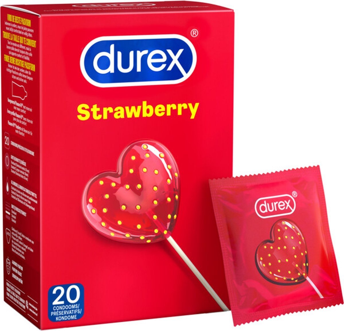 Durex - Condooms - Strawberry - 20st x 3  - Voordeelverpakking