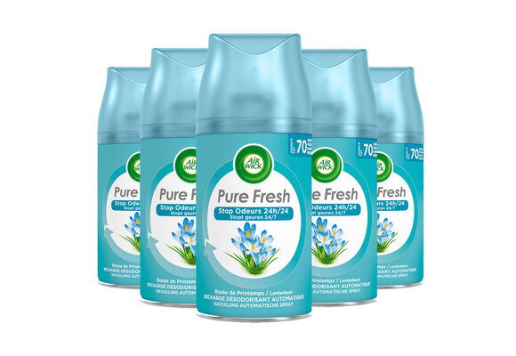 Air Wick Freshmatic Luchtverfrisser - Pure Fresh Lentedauw - Navulling - 250 ml - 5 stuks - Voordeelverpakking