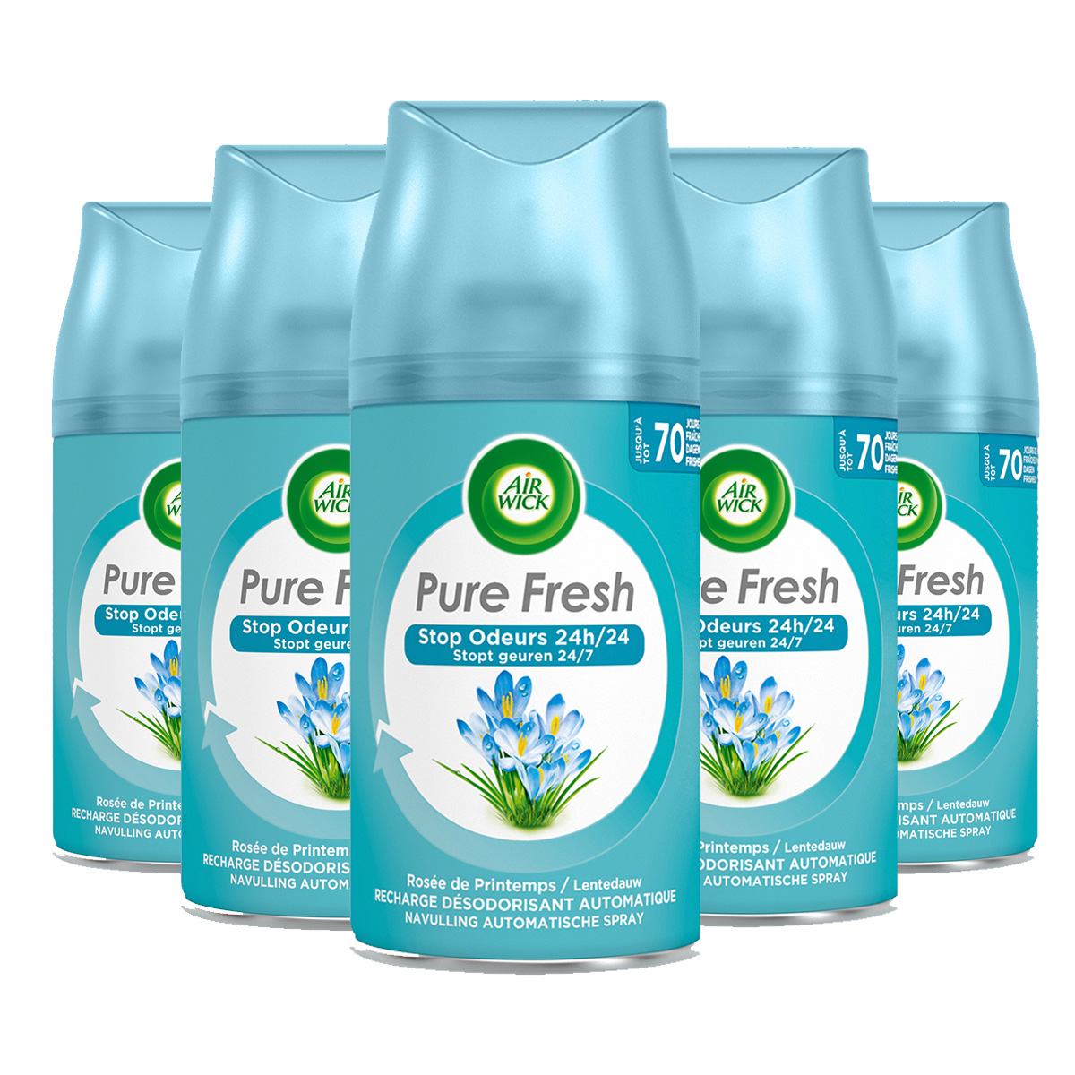 Air Wick Freshmatic Luchtverfrisser - Pure Fresh Lentedauw - Navulling - 250 ml - 5 stuks - Voordeelverpakking