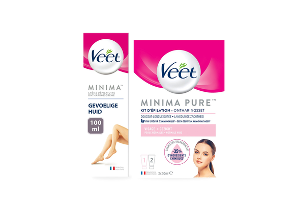 Veet - Pure - Gevoelige huid - Ontharingscreme Gezicht Minima 50ML - Ontharingscreme Gevoelig Minima 100ML