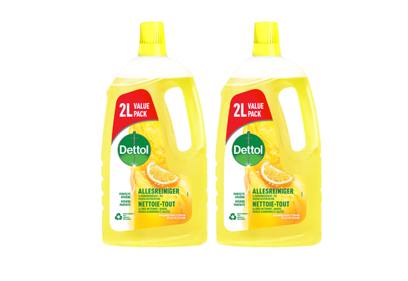 Dettol - Allesreiniger - Sprankelende Citroen - Perfecte Hygiëne - 2L - Voordeelverpakking - 2 stuks