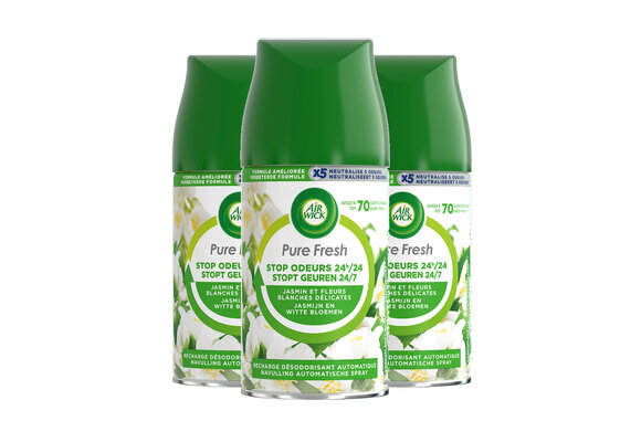 Air Wick Pure Fresh Luchtverfrisser - Pure Jasmijn en Witte Bloemen - Navulling - 250 ml - 3 stuks - Voordeelverpakking