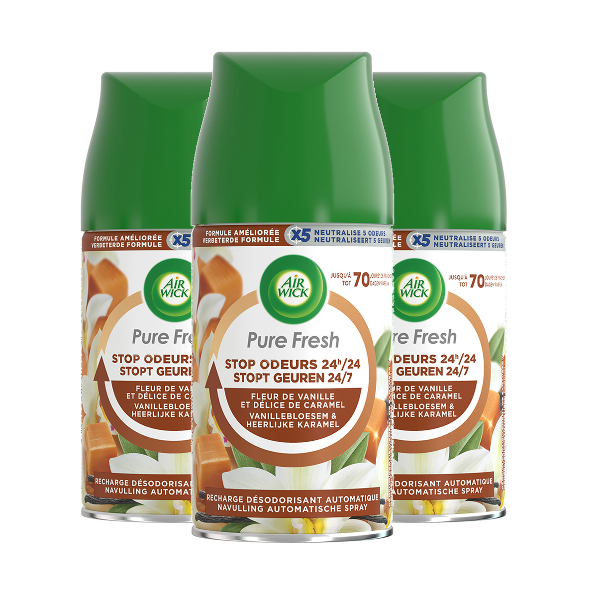 Air Wick Freshmatic Automatische Spray Luchtverfrisser - Pure Fresh Vanille - Navulling - 250 ml - 3 stuks - Voordeelverpakking