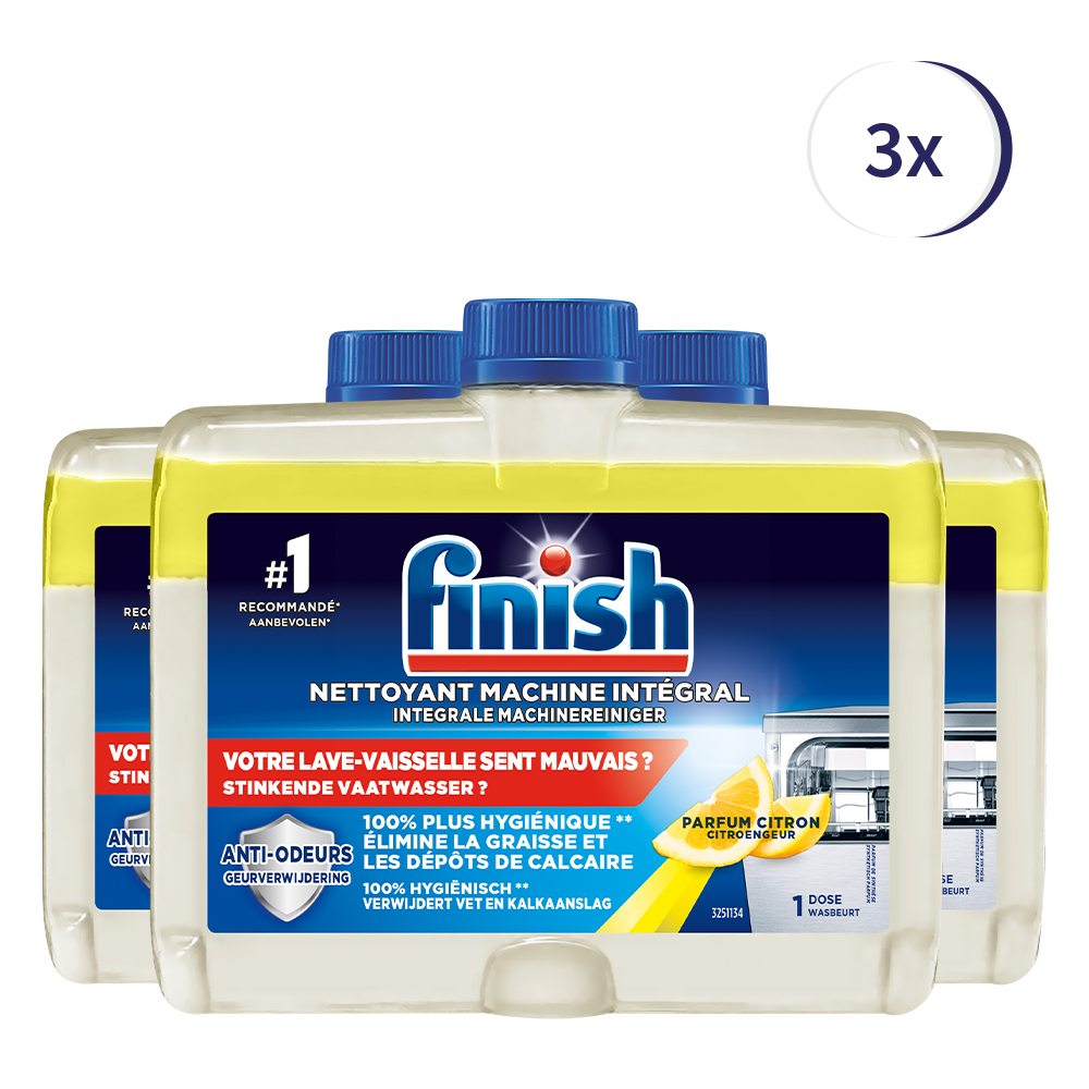Finish Hygiene Machinereiniger Lemon - 250ml x3