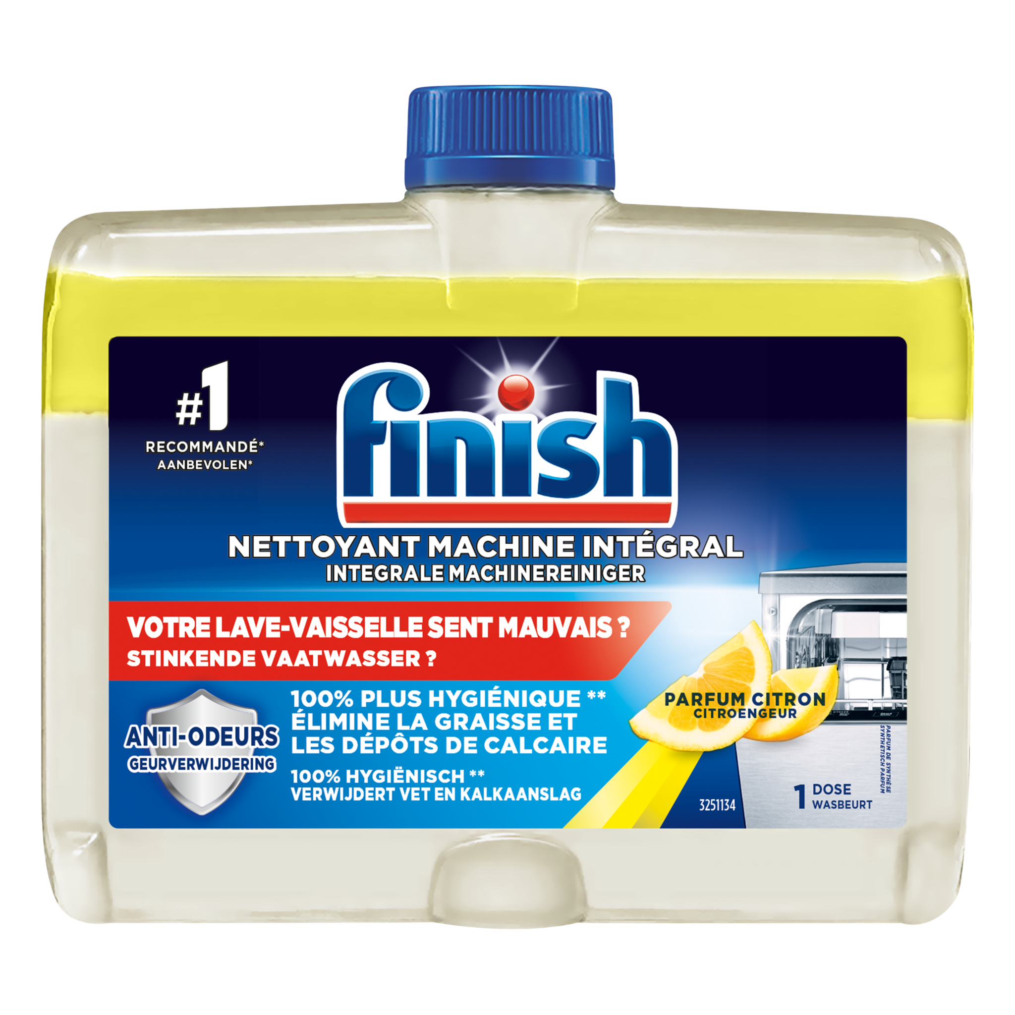 Finish Hygiene Machinereiniger Lemon - 250ml x3
