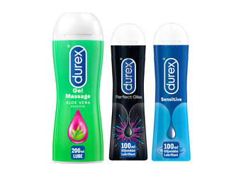 Durex - 3 Glijmiddelen - Play Massage 2/1 Aloe 200ML - Perfect Gel Gliss 100ML - Play Sensitive Gel 100ML