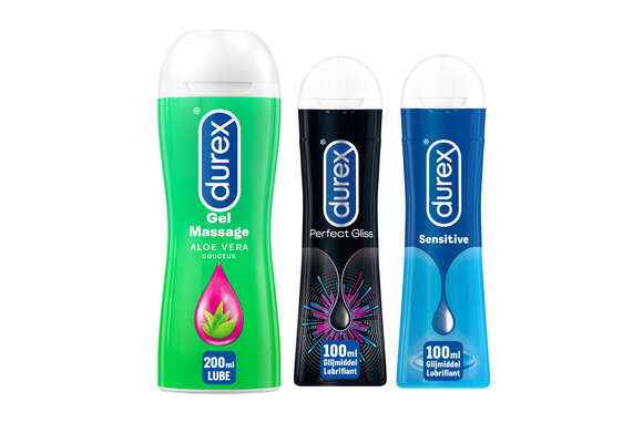 Durex - 3 Glijmiddelen - Play Massage 2/1 Aloe 200ML - Perfect Gel Gliss 100ML - Play Sensitive Gel 100ML