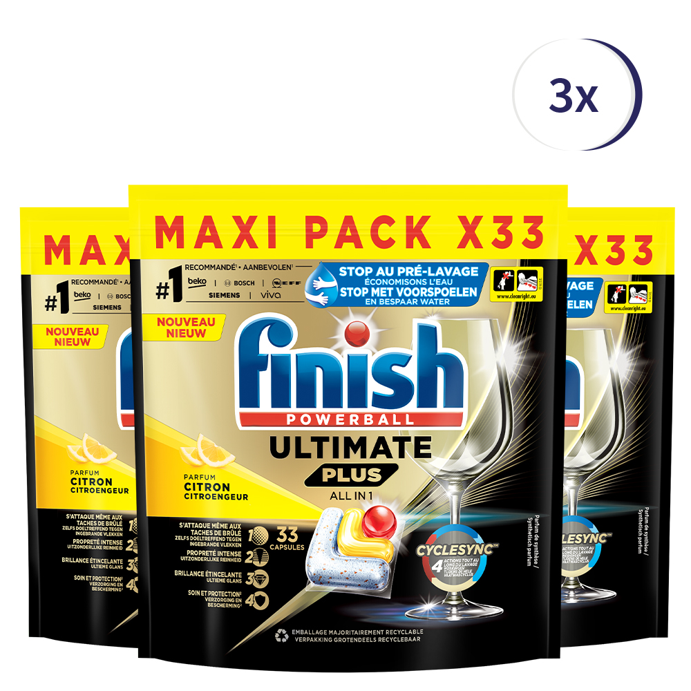 Finish Ultimate+ Lemon 33 tabs x3