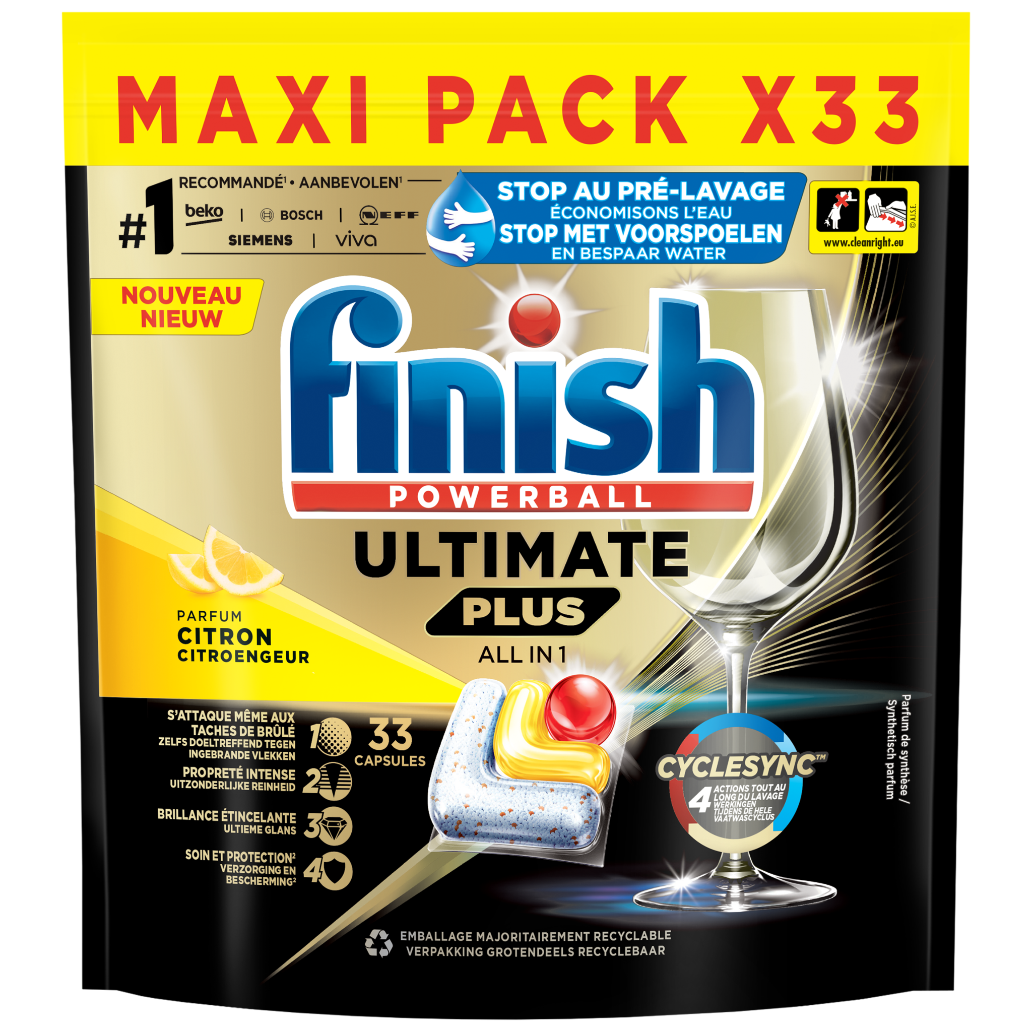 Finish Ultimate+ Lemon 33 tabs x3