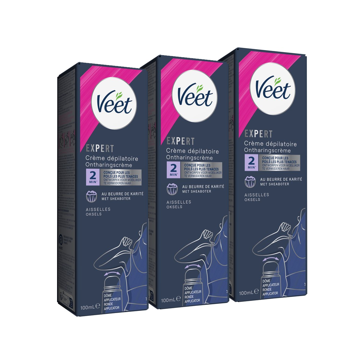 Veet - Expert - Ontharingscreme Oksels 100ml - 3 stuks - Voordeelverpakking