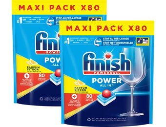 Finish Power All in 1 Citroen Vaatwastabletten - 80 Stuks x2