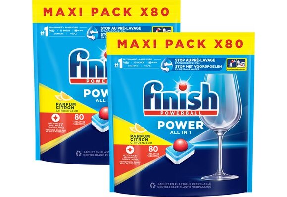Finish Power All in 1 Citroen Vaatwastabletten - 80 Stuks x2