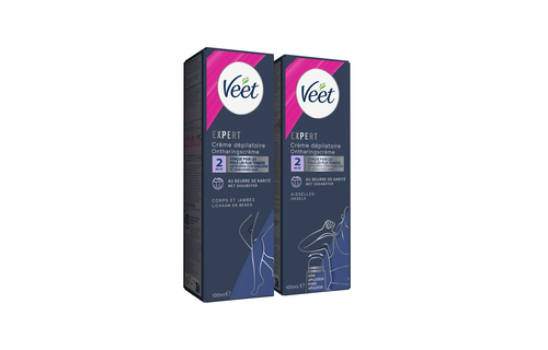 Veet - Expert - Alle huidtypes - Ontharingscreme met sheaboter Benen 100ml - Ontharingscreme Oksels 100ml