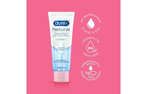 Durex - 2 Glijmiddelen Waterbasis voor comfort - Natural Hydratant 100% Natuurlijk Glijmiddel 100ML - Sensitive Glijmiddel 50ML