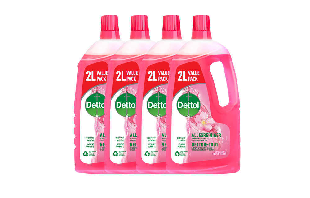 Dettol Power & Fresh Allesreiniger Kersenbloesem – 4x 2 Liter – 8 Liter