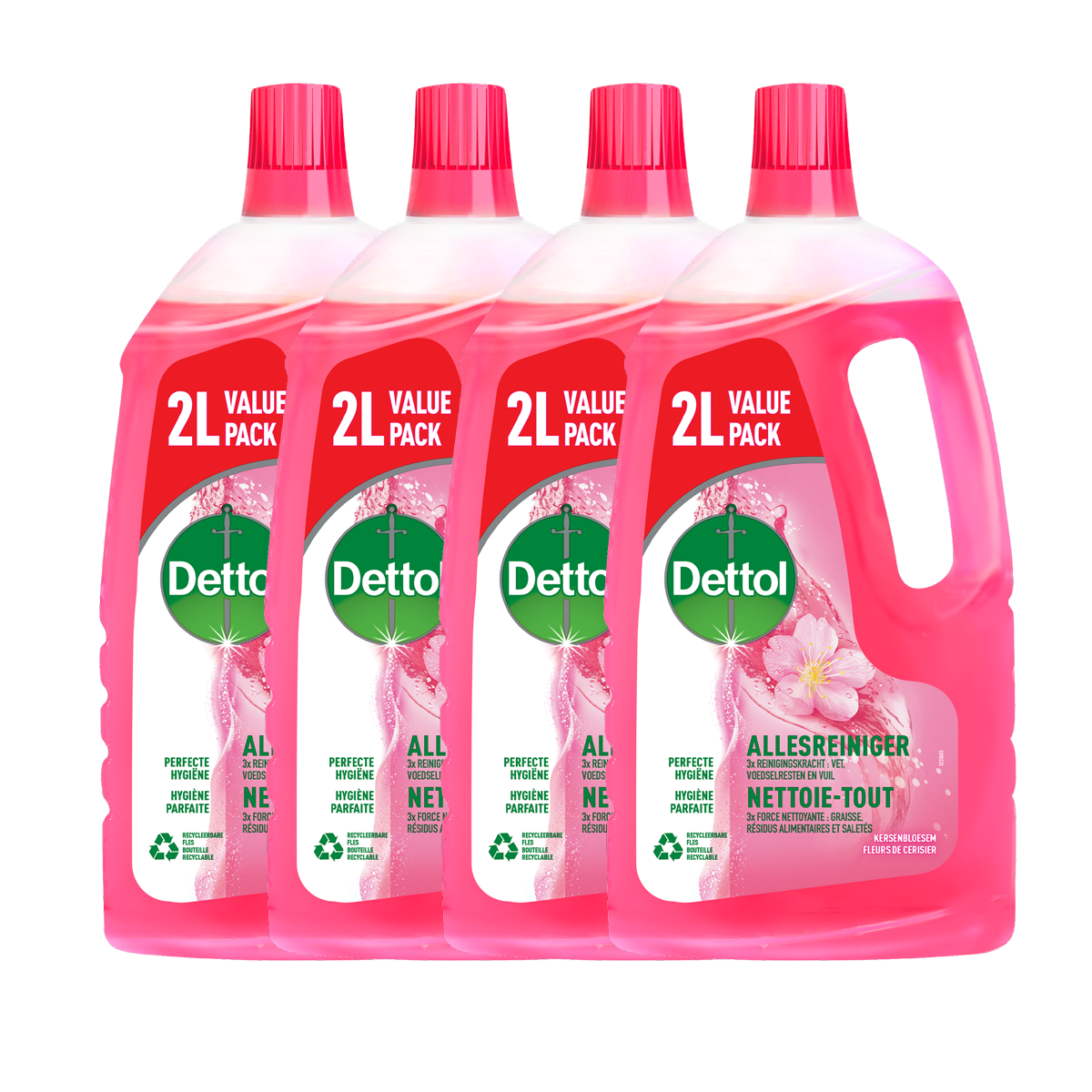 Dettol Power & Fresh Allesreiniger Kersenbloesem – 4x 2 Liter – 8 Liter