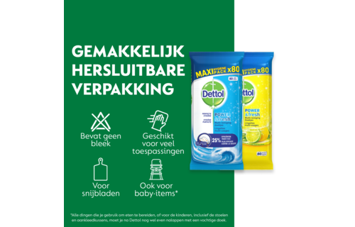 Dettol - 480 Schoonmaakdoekjes Power & Fresh - Oceaan 3x80 stuks - Citrus 3x80 stuks - Voordeelverpakking