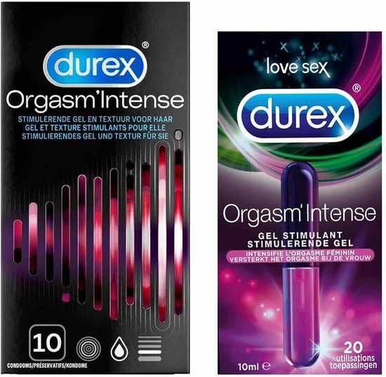 Durex - Condoom Orgasm Intense 10 stuks - Stimulerende Glijmiddel Intense Orgasm 10ml
