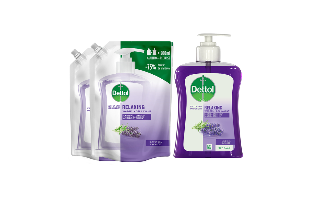 Dettol - 2 x Dettol Refill Relaxing Lavender 500ML - 1 x Dettol Relaxing Lavender 250ML - Voordeelpakket