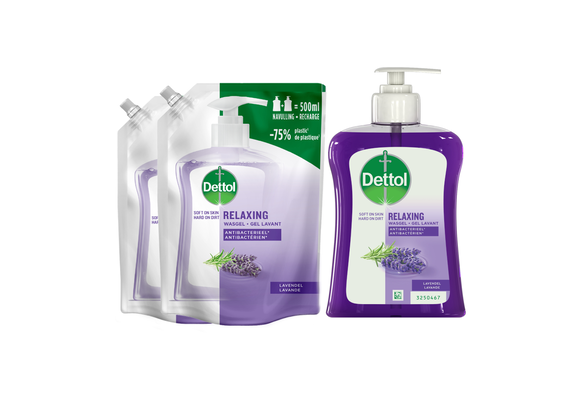 Dettol - 2 x Dettol Refill Relaxing Lavender 500ML - 1 x Dettol Relaxing Lavender 250ML  - Voordeelpakket