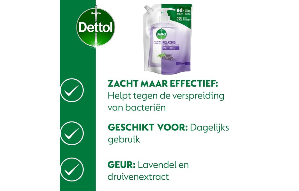 Dettol - 2 x Dettol Refill Relaxing Lavender 500ML - 1 x Dettol Relaxing Lavender 250ML - Voordeelpakket