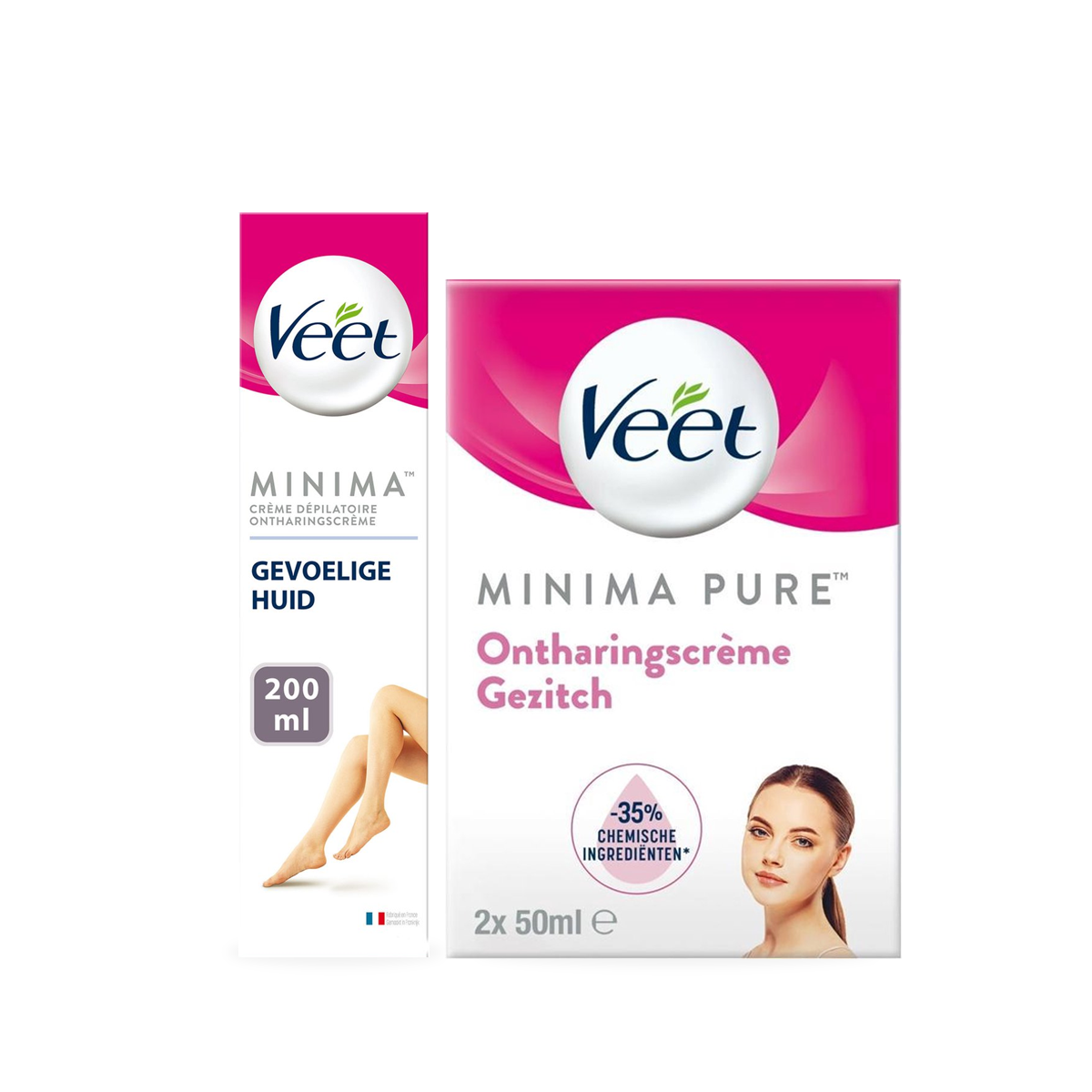 Veet - Pure - Gevoelige huid - Ontharingscreme Gezicht Minima 50ML - Ontharingscreme Gevoelig Minima 200ML