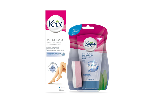 Veet - Pure - Gevoelige huid - Ontharingscreme Gevoelig Minima 100ML - In Shower Crème Sensitive 150ML