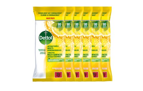 Dettol Antibacteriële doekjes Multi-oppervlak Citrus - 80st - 6 stuks