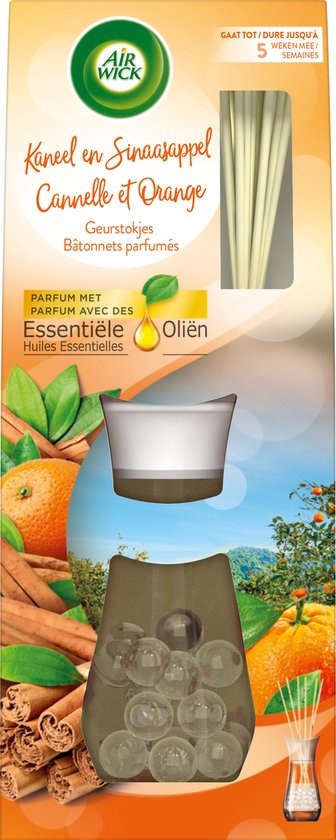 Air Wick - Reeds Essential Oils - Lavender & Cinnamon & Orange & Soft Cotton -  33ML x 3 - Voordeelverpakking