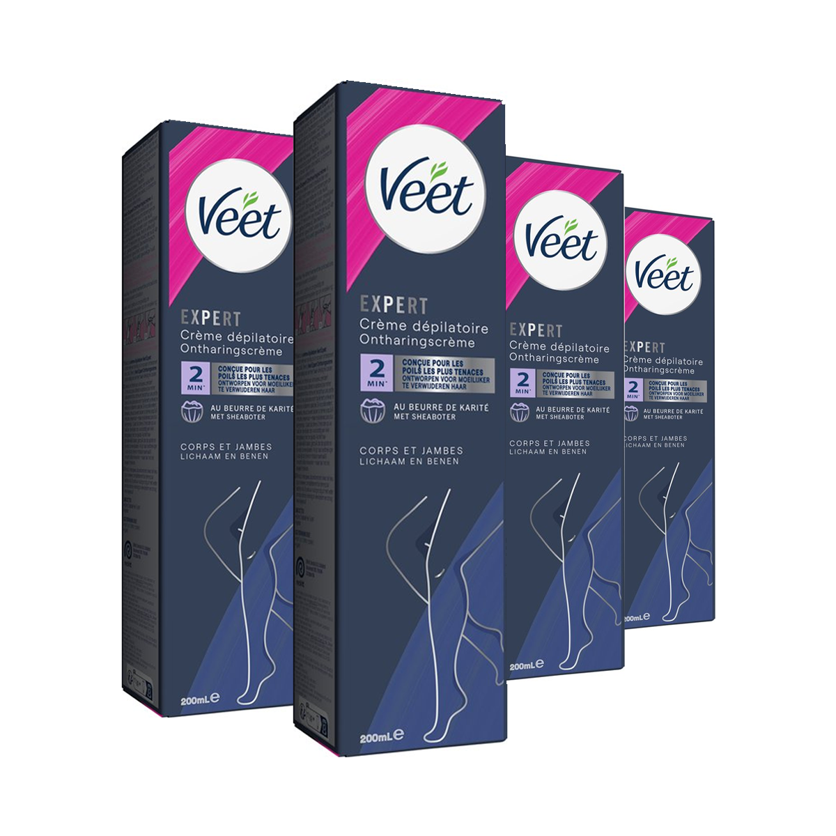 Veet - Expert - Ontharingscreme Benen 200ml - 4 stuks - Voordeelverpakking