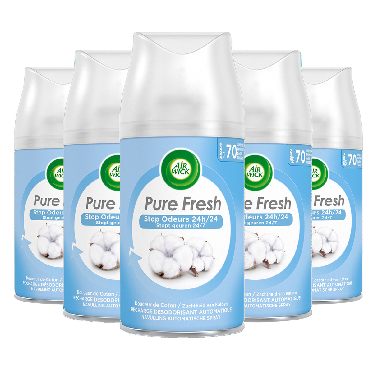 Air Wick Freshmatic Pure Fresh - Zachtheid van Katoen - Navulling - 5 stuks - Voordeelverpakking
