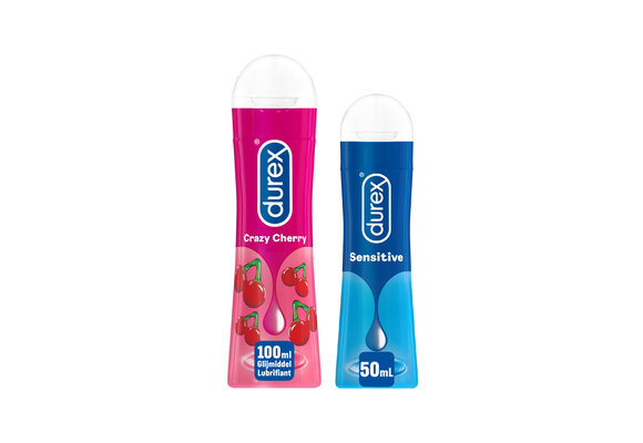 Durex - 2 Glijmiddelen Waterbasis - Crazy Cherry 100ML - Play Sensitive Glijmiddel 50ML