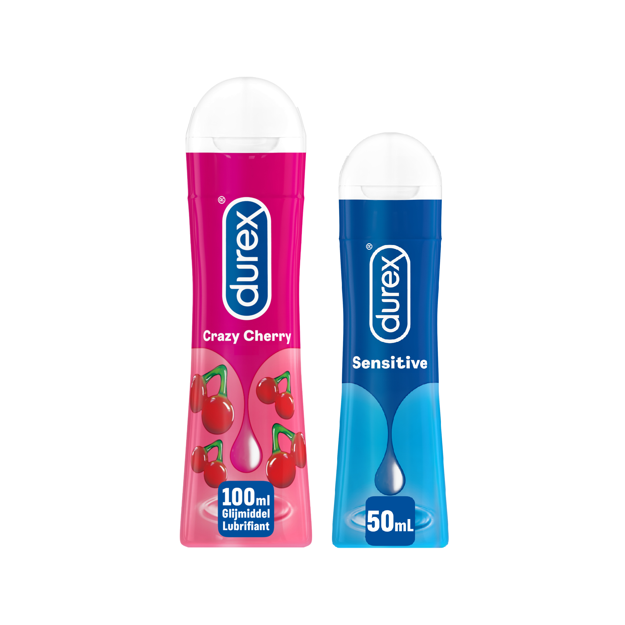 Durex - 2 Glijmiddelen Waterbasis - Crazy Cherry 100ML - Play Sensitive Glijmiddel 50ML