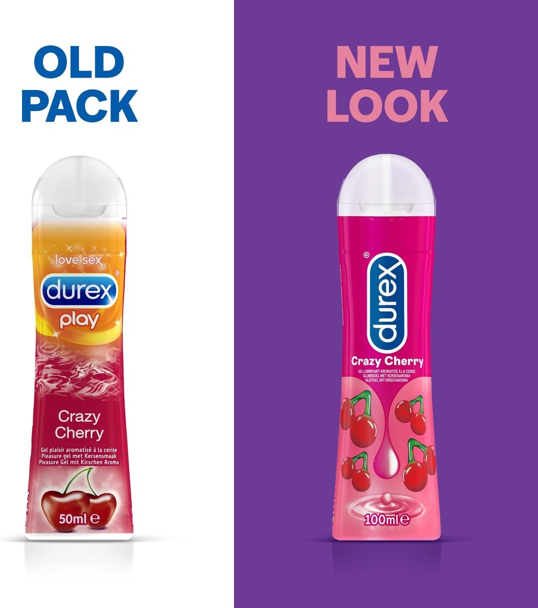 Durex - 2 Glijmiddelen Waterbasis - Crazy Cherry 100ML - Play Sensitive Glijmiddel 50ML