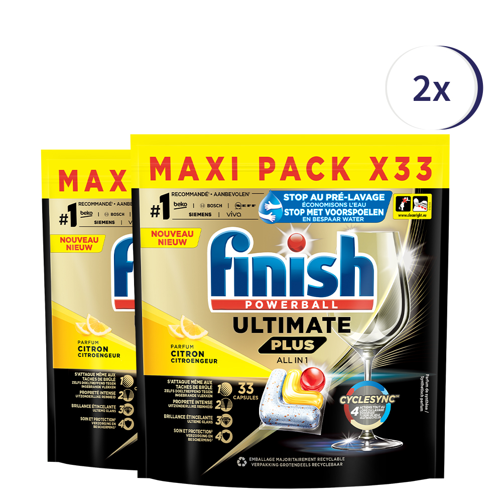 Finish Ultimate+ Lemon 33 tabs x2