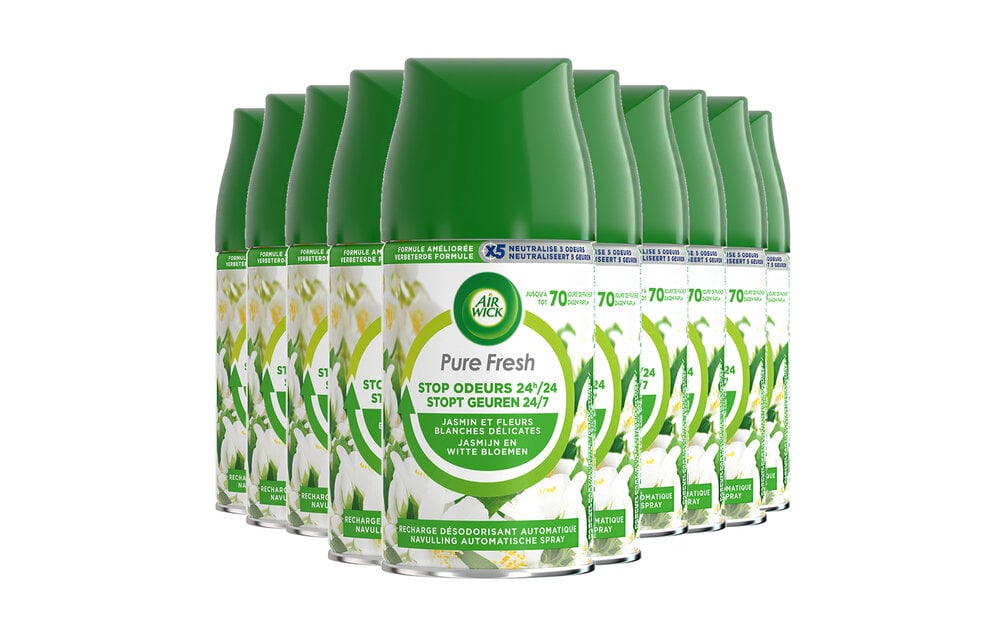 Air Wick Pure Fresh Luchtverfrisser - Pure Jasmijn en Witte Bloemen - Navulling - 250 ml - 10 stuks - Voordeelverpakking