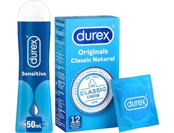 Durex - Condooms Classic Natural 12 stuks - Glijmiddel Play Sensitive Waterbasis 50 ml