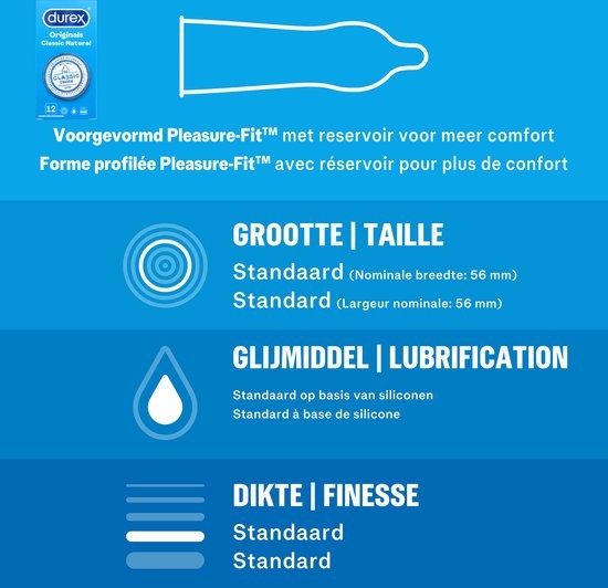 Durex - Condooms Classic Natural 12 stuks - Glijmiddel Play Sensitive Waterbasis 50 ml