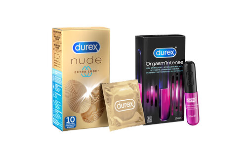 Durex - 20 Condooms - Nude Extra Lube 10st - Orgasm Intense  Stimulerende Gel 10st