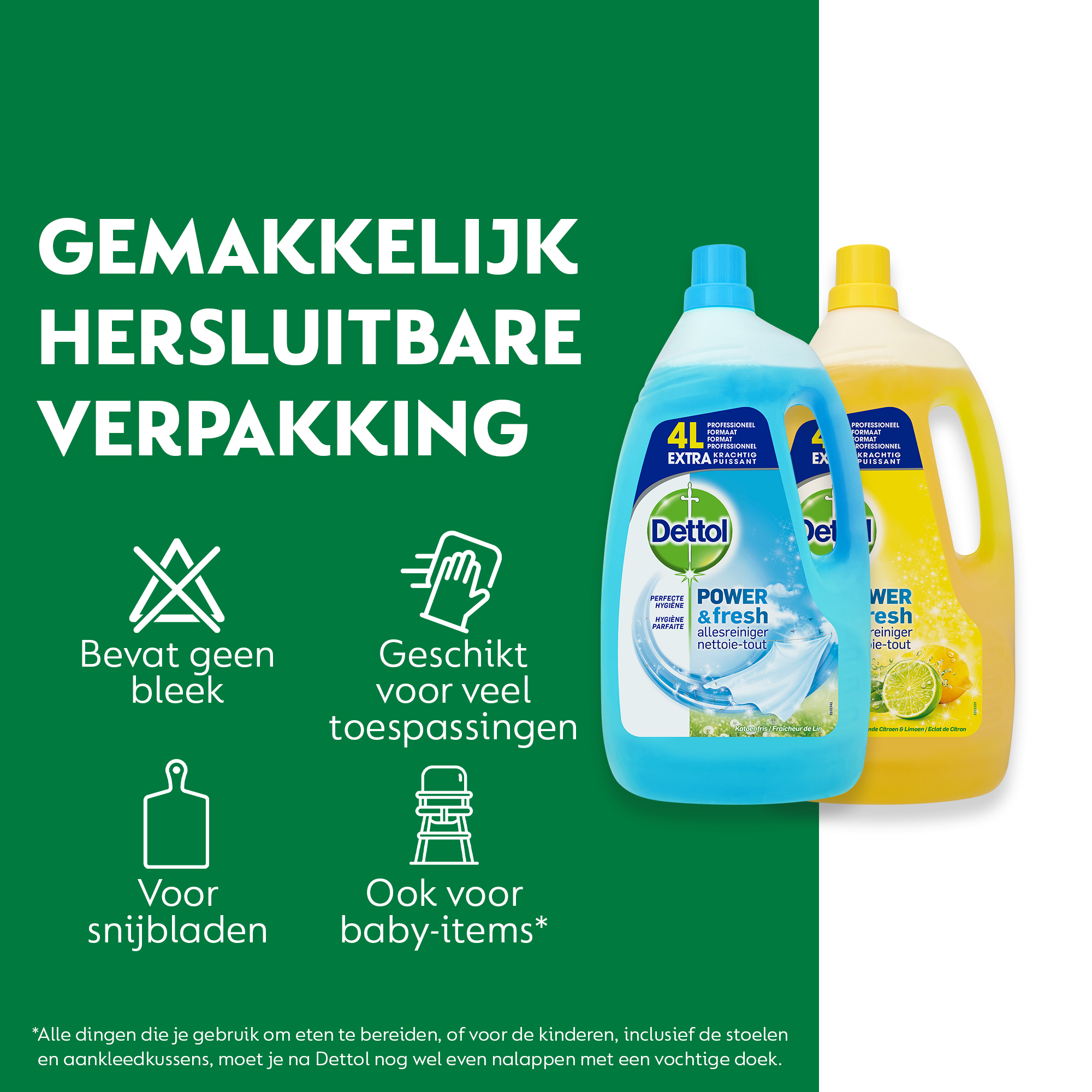 Dettol - 8L Allesreiniger Power & Fresh - 4L Citrus en 4L Katoenfris - Voordeelverpakking