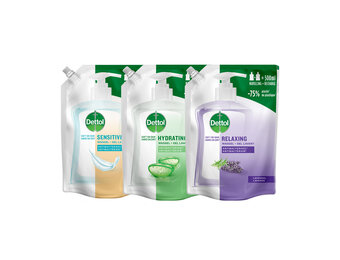 Dettol - 1x Dettol Refill Hydrating Aloe Vera 500ML - 1 x Dettol Refill Sensitive 500ML - 1x Dettol Refill Relaxing Lavender 500ML - Voordeelpakket