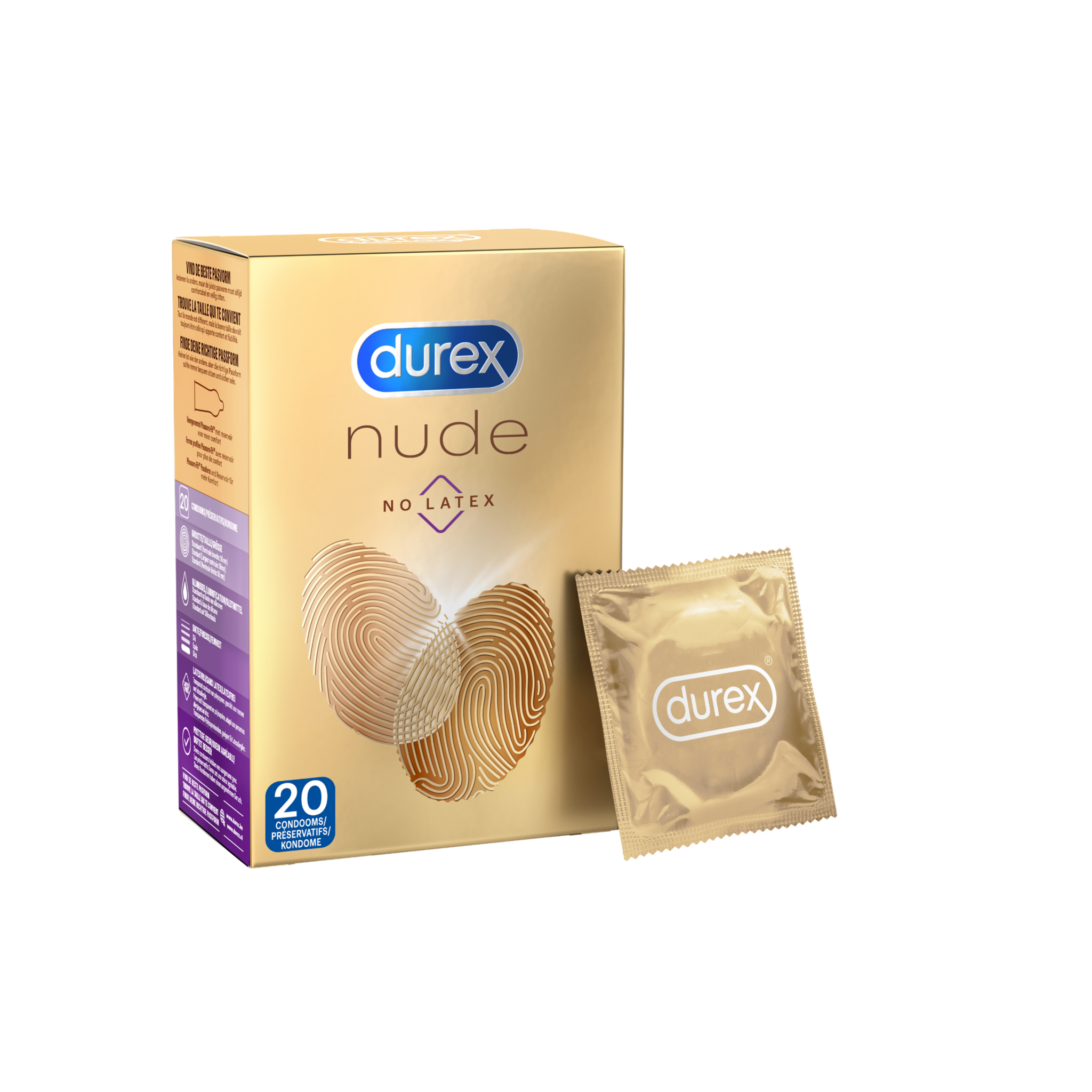 Veet Men x Durex - Ontharingskit voor Intieme Delen - 100ml Ontharingscrème + 50ml Aftercare balsem - Condooms - 20 stuks - Nude No Latex - Voordeelverpakking