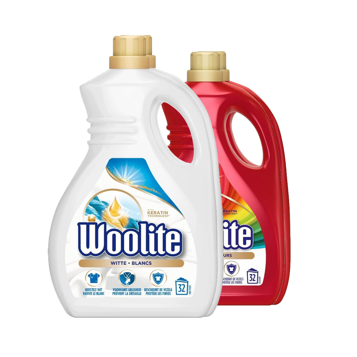 Woolite Vloeibaar Wasmiddel Kleur 1.9L & Woolite Vloeibaar Wasmiddel Witte was 1.9L - X4